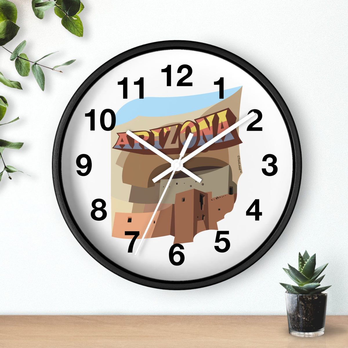 Arizona Montezuma Castle 10" Round Wall Clock with Numbers by TOOLOUD