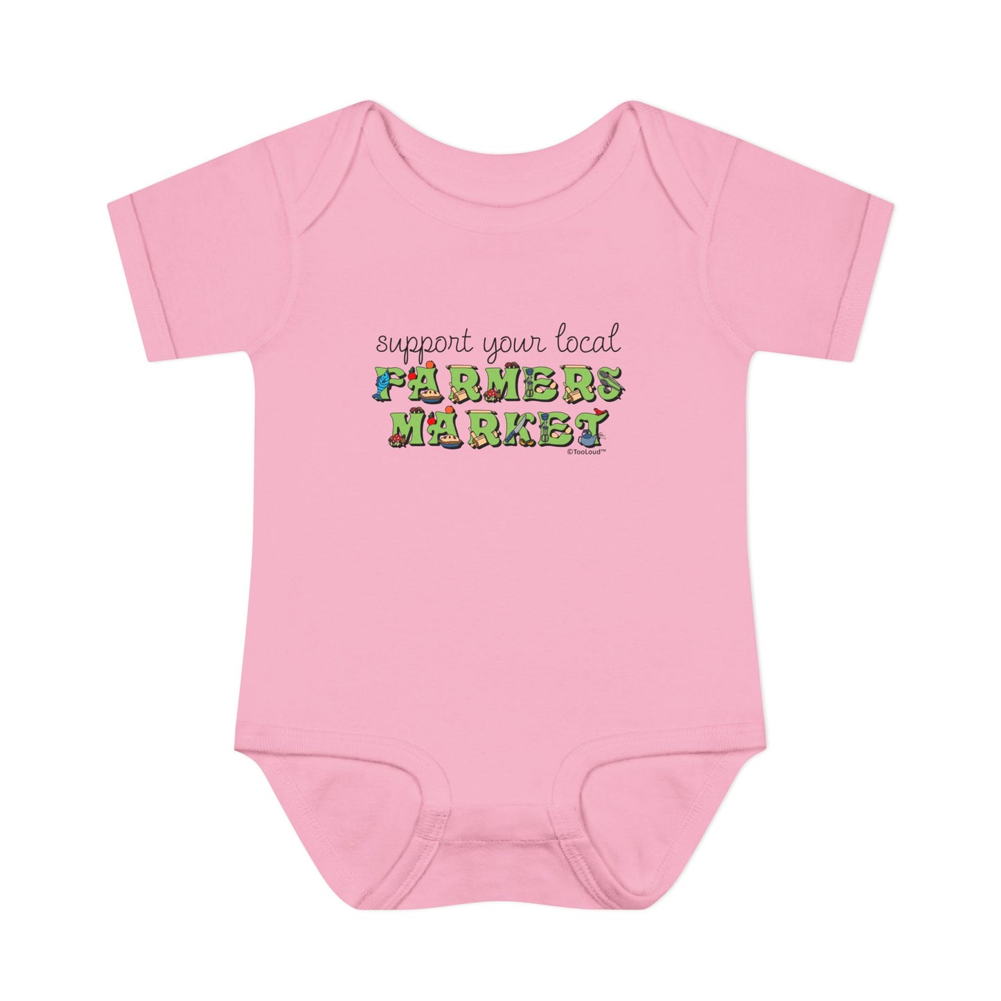 Support Your Local Farmers Market – Color Baby Romper Bodysuit by TOOLOUD