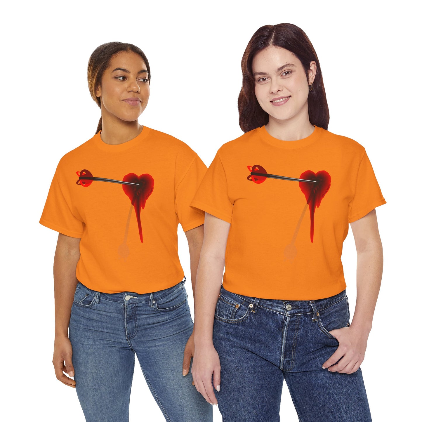 Cupid's Arrow – Heart Shot Wound Design Adult Unisex T-Shirt by TOOLOUD