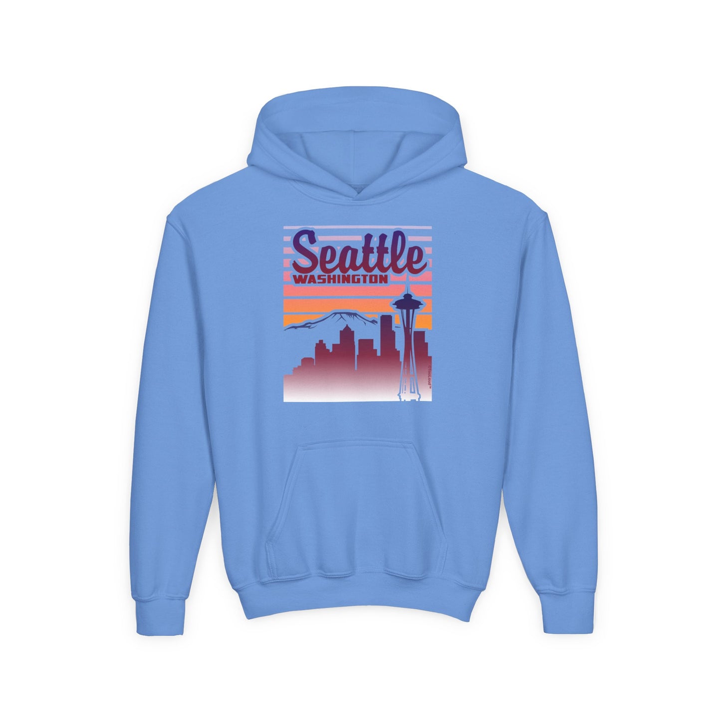 Seattle Washington Sunset Youth Children's Hoodie by TOOLOUD