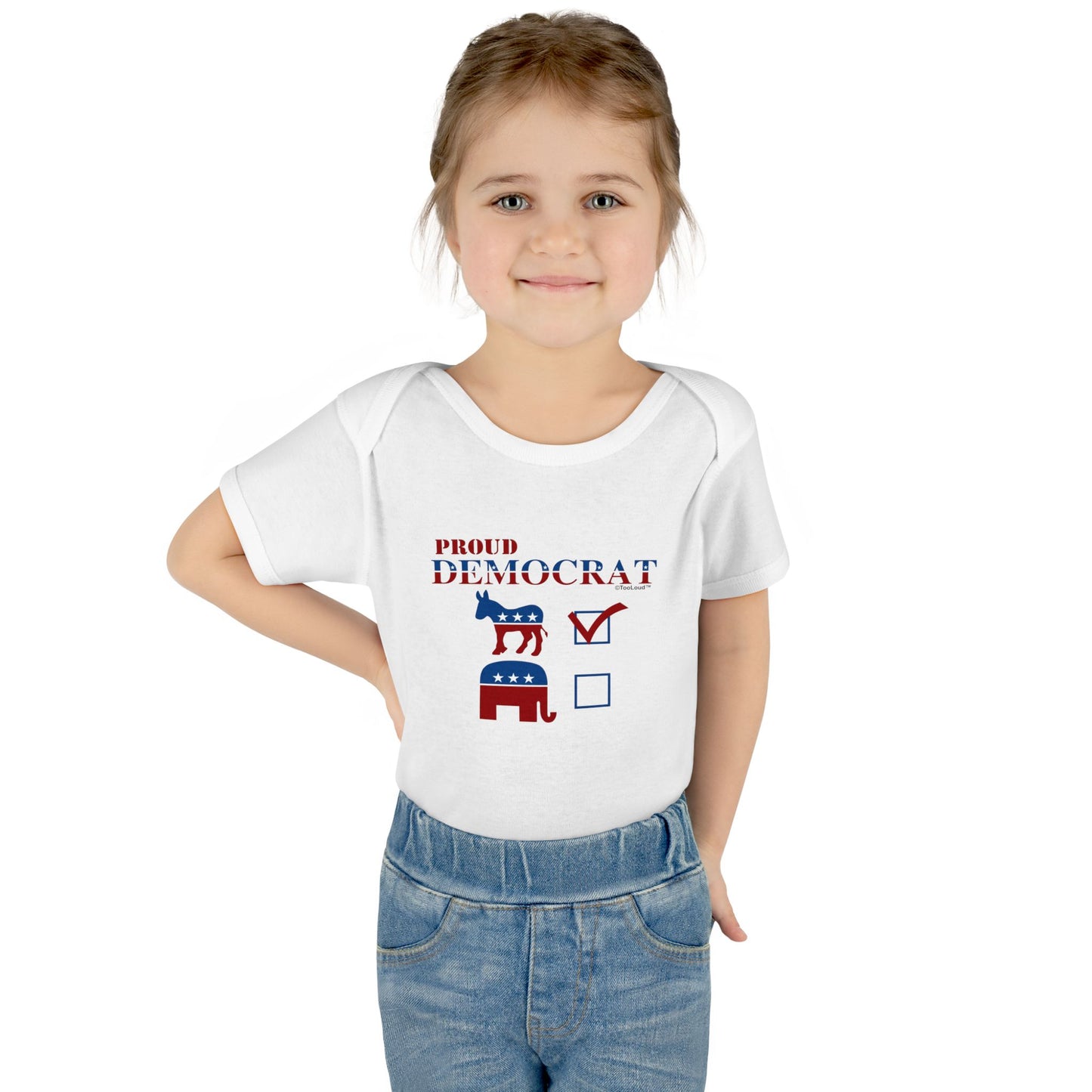 Proud Democrat Checkmark Baby Romper Bodysuit by TOOLOUD