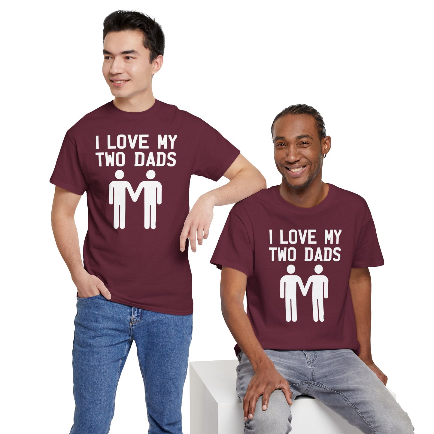 I Love My Two Dads Gay Fathers Unisex Dark T-Shirt by TOOLOUD