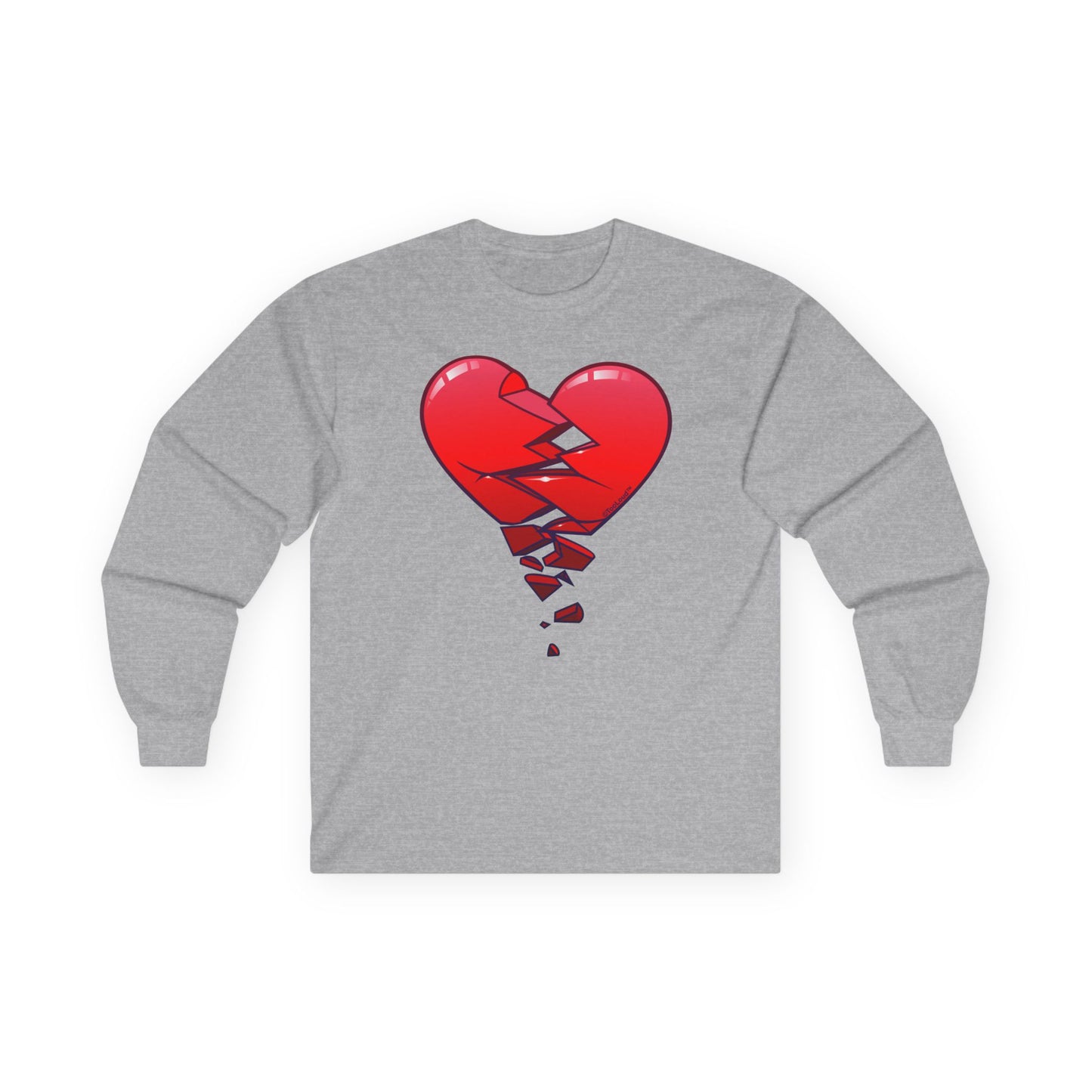 Crumbling Broken Heart Adult Long Sleeve T-Shirt by TOOLOUD