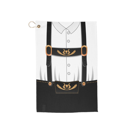 Lederhosen Costume Black Micro Terry Grommet Golf Towel All Over Print by TOOLOUD
