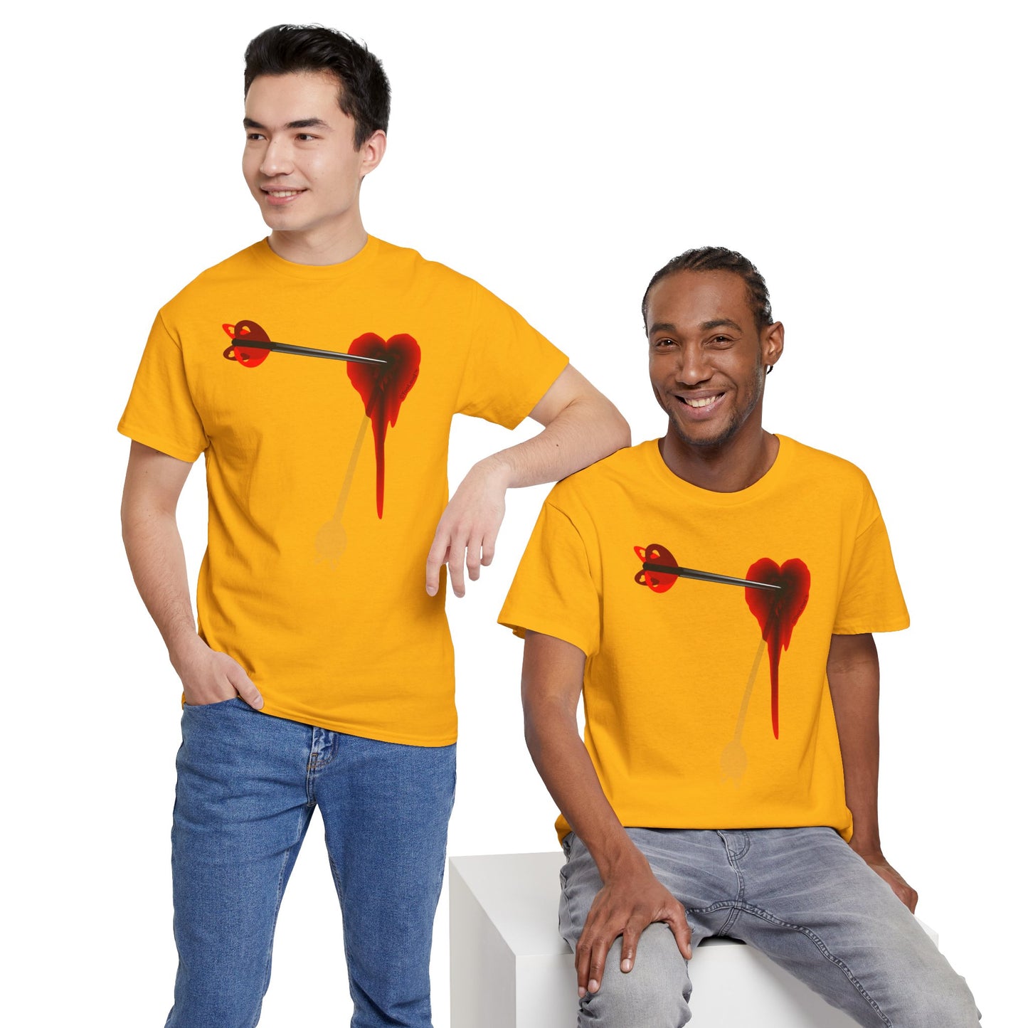 Cupid's Arrow – Heart Shot Wound Design Adult Unisex T-Shirt by TOOLOUD