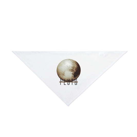 Planet Pluto Text Printed White Dog/Pet Bandana 26" or 20" by TOOLOUD