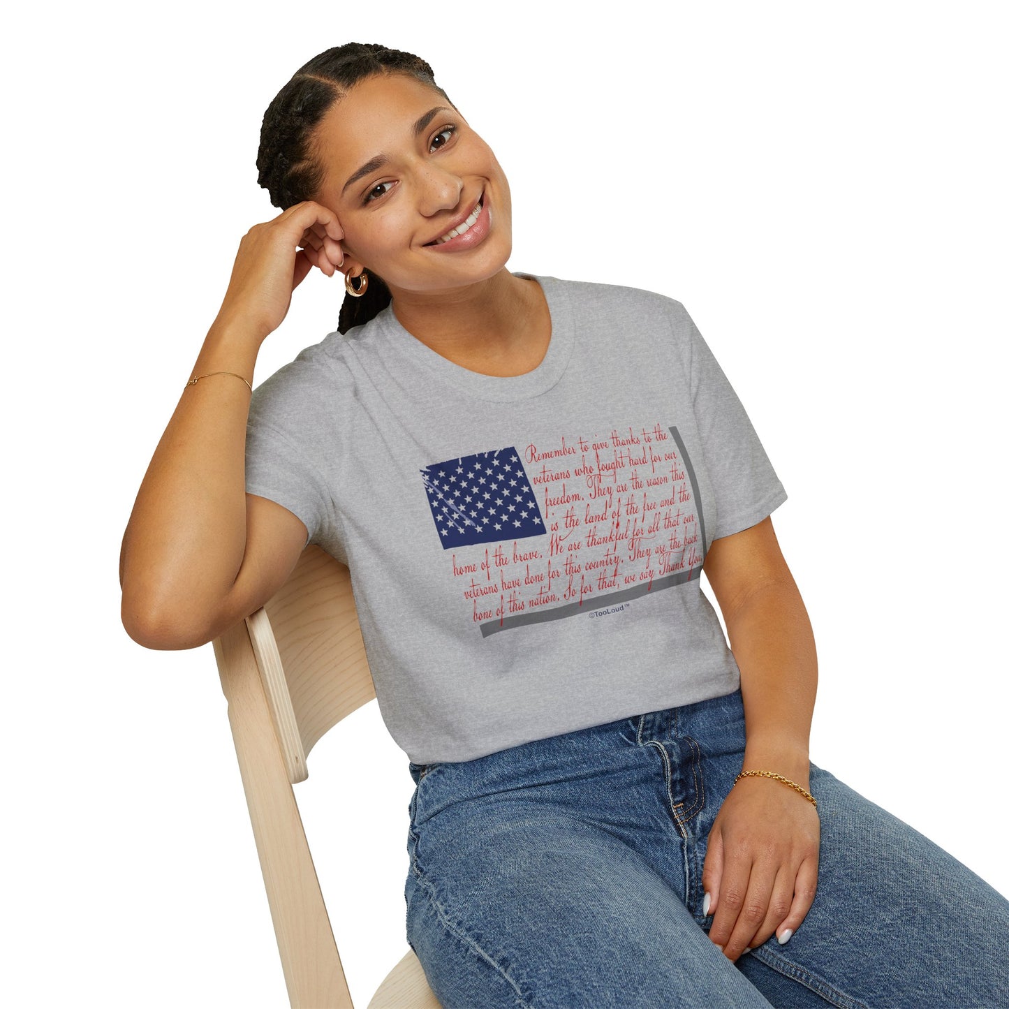 Veterans Scripted Flag Adult T-Shirt by TOOLOUD