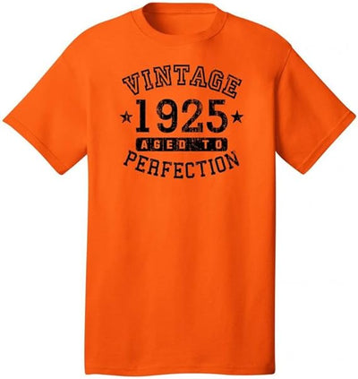 1925 - Adult Unisex Vintage Birth Year Aged To Perfection Birthday T-Shirt-Shirts-TooLoud-Orange-Small-Davson Sales