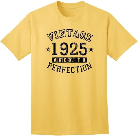 1925 - Adult Unisex Vintage Birth Year Aged To Perfection Birthday T-Shirt-Shirts-TooLoud-Yellow-Small-Davson Sales