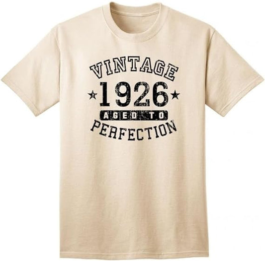1926 - Adult Unisex Vintage Birth Year Aged To Perfection Birthday T-Shirt-Shirts-TooLoud-Natural-Small-Davson Sales