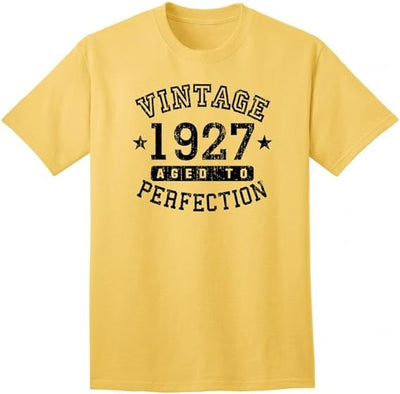 1927 - Adult Unisex Vintage Birth Year Aged To Perfection Birthday T-Shirt-TooLoud-Yellow-Small-Davson Sales