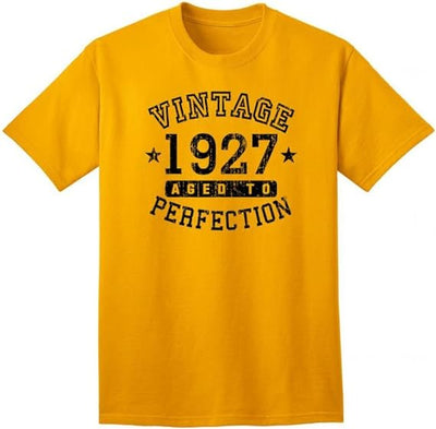 1927 - Adult Unisex Vintage Birth Year Aged To Perfection Birthday T-Shirt-TooLoud-Gold-Small-Davson Sales