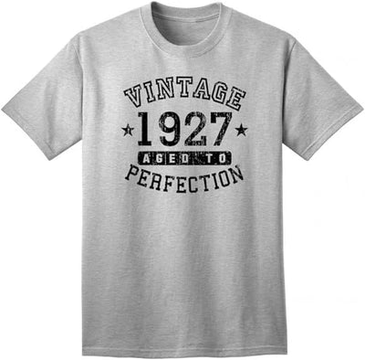 1927 - Adult Unisex Vintage Birth Year Aged To Perfection Birthday T-Shirt-TooLoud-Ash Gray-Small-Davson Sales