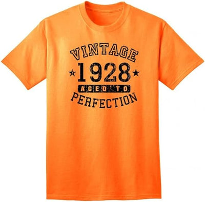 1928 - Adult Unisex Vintage Birth Year Aged To Perfection Birthday T-Shirt-TooLoud-Neon Orange-Small-Davson Sales