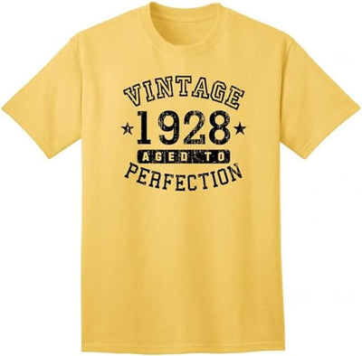1928 - Adult Unisex Vintage Birth Year Aged To Perfection Birthday T-Shirt-TooLoud-Yellow-Small-Davson Sales