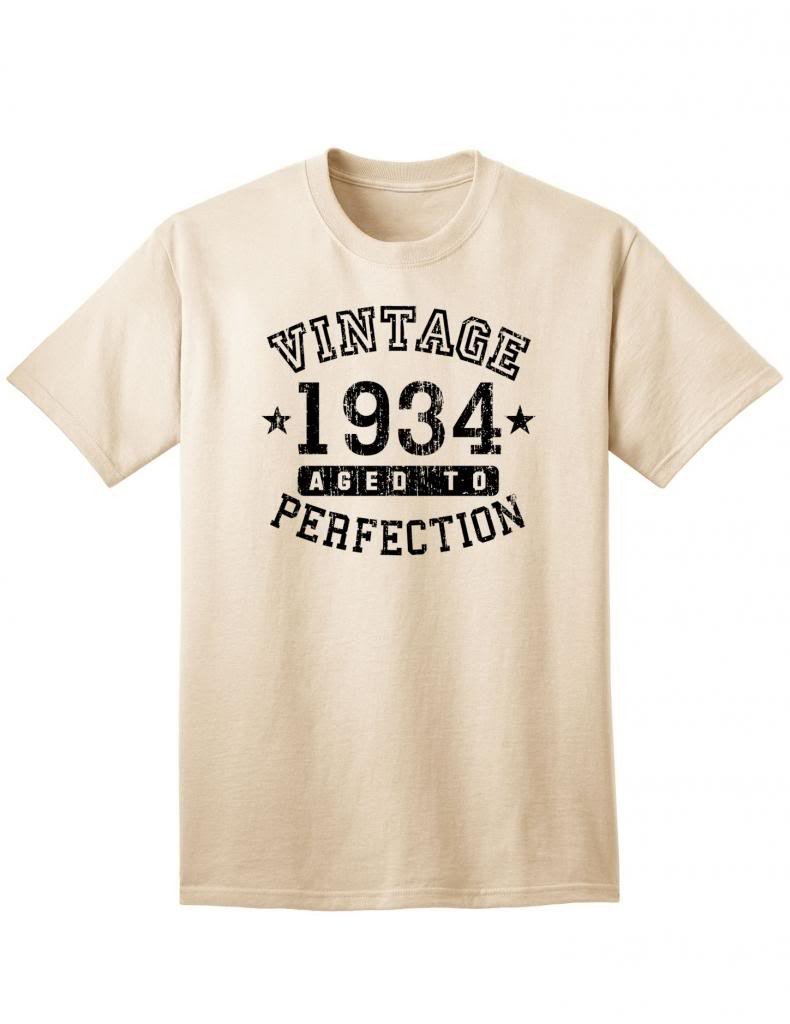 1934 - Adult Unisex Vintage Birth Year Aged To Perfection Birthday T-Shirt-TooLoud-Natural-XXX-Large-Davson Sales