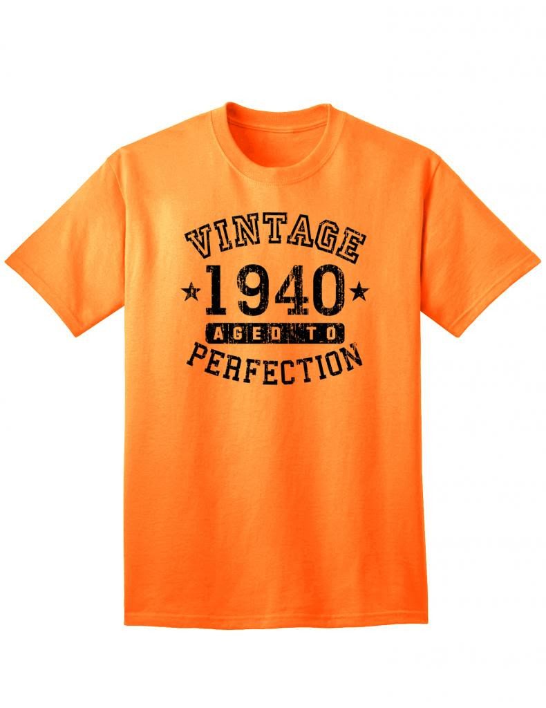 1940 - Adult Unisex Vintage Birth Year Aged To Perfection Birthday T-Shirt-TooLoud-Neon Orange-XXX-Large-Davson Sales