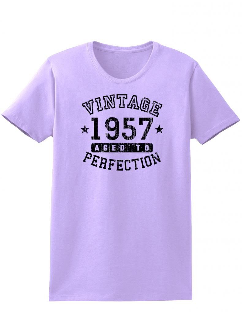 1957 - Ladies Vintage Birth Year Aged To Perfection Birthday T-Shirt-TooLoud-Lavender-XX-Large-Davson Sales