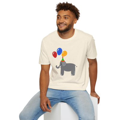 Cute Elephant with Balloons Unisex Adult T-Shirt by TOOLOUD