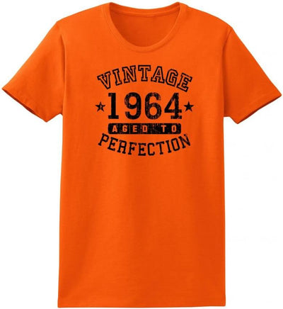 1964 - Ladies Vintage Birth Year Aged To Perfection Birthday T-Shirt-TooLoud-Orange-Small-Davson Sales