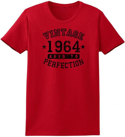 1964 - Ladies Vintage Birth Year Aged To Perfection Birthday T-Shirt-TooLoud-Red-Small-Davson Sales