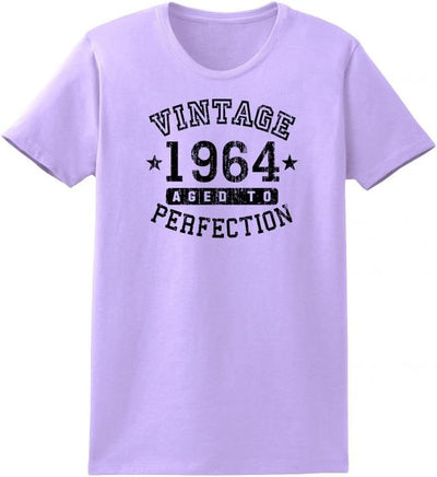 1964 - Ladies Vintage Birth Year Aged To Perfection Birthday T-Shirt-TooLoud-Lavender-Small-Davson Sales