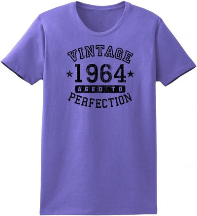 1964 - Ladies Vintage Birth Year Aged To Perfection Birthday T-Shirt-TooLoud-Violet-Small-Davson Sales