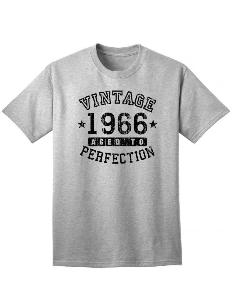 1966 - Adult Unisex Vintage Birth Year Aged To Perfection Birthday T-Shirt-TooLoud-Ash Gray-XXX-Large-Davson Sales