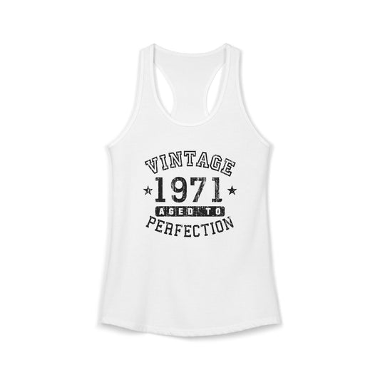 1971 - Vintage Birth Year Womens Racerback Tank Top Brand