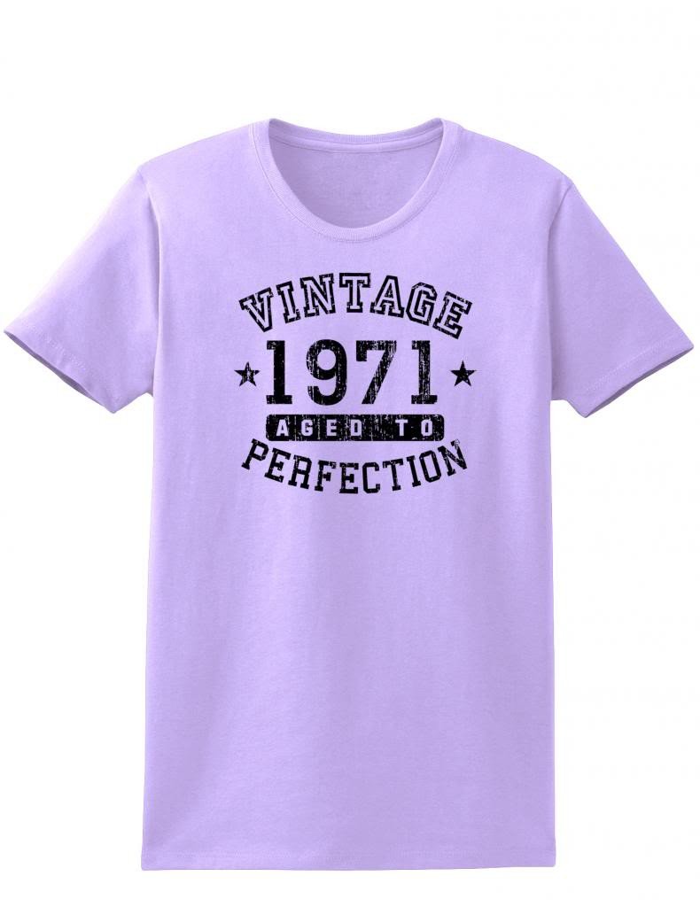 1971 - Ladies Vintage Birth Year Aged To Perfection Birthday T-Shirt-TooLoud-Lavender-XX-Large-Davson Sales