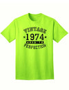 1974 - Adult Unisex Vintage Birth Year Aged To Perfection Birthday T-Shirt-TooLoud-Neon Green-XXX-Large-Davson Sales