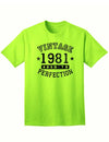 1981 - Adult Unisex Vintage Birth Year Aged To Perfection Birthday T-Shirt-TooLoud-Neon Green-XXX-Large-Davson Sales