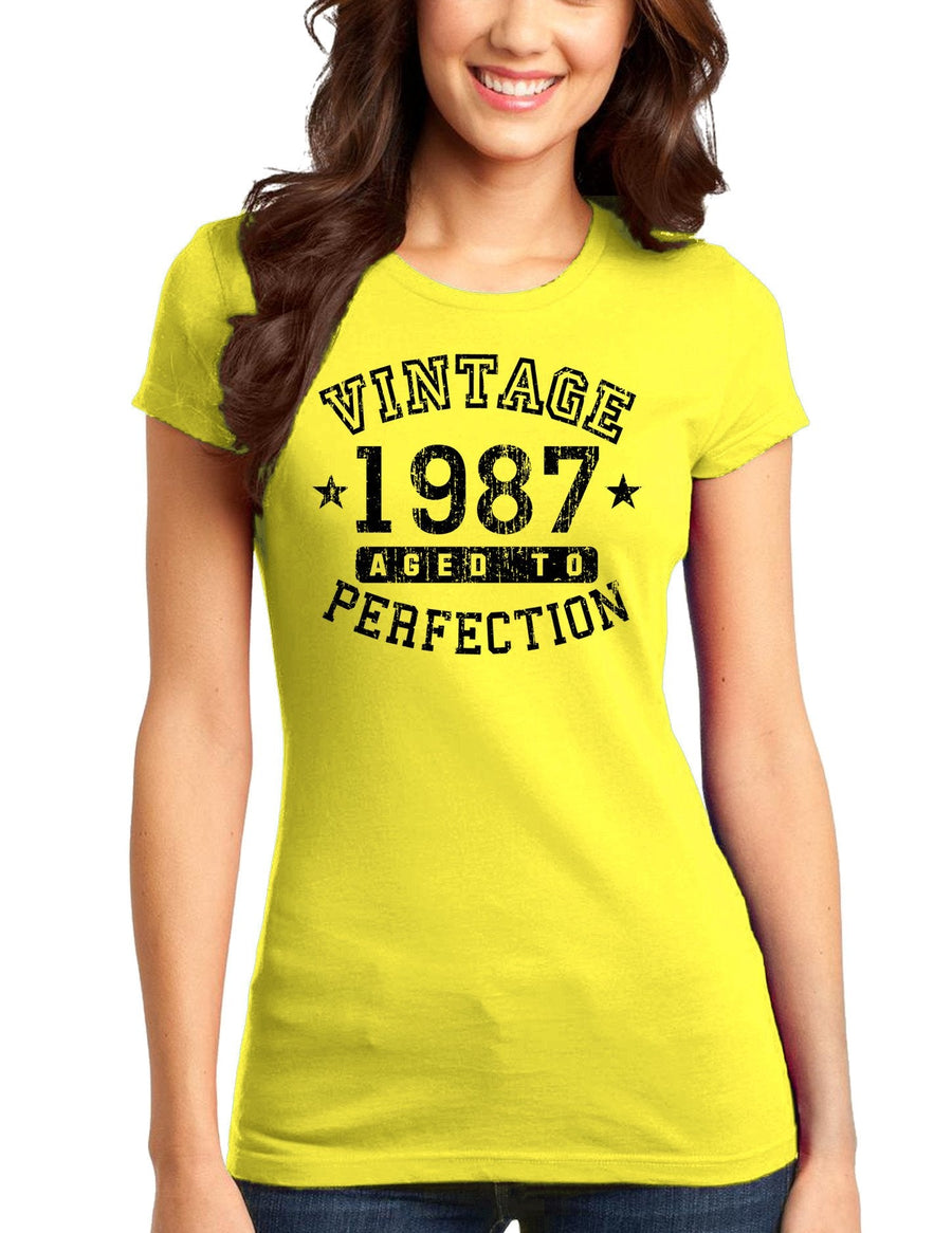 1987 - Vintage Birth Year Juniors T-Shirt-Womens Juniors T-Shirt-TooLoud-Yellow-XXXX-Large-Davson Sales