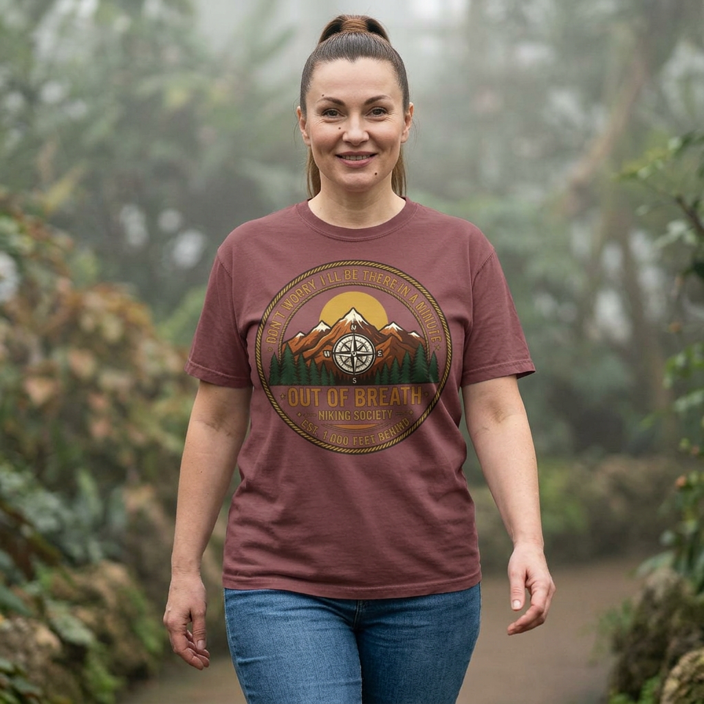 Out of Breath Hiking Society Adult Garment-Dyed T-Shirt
