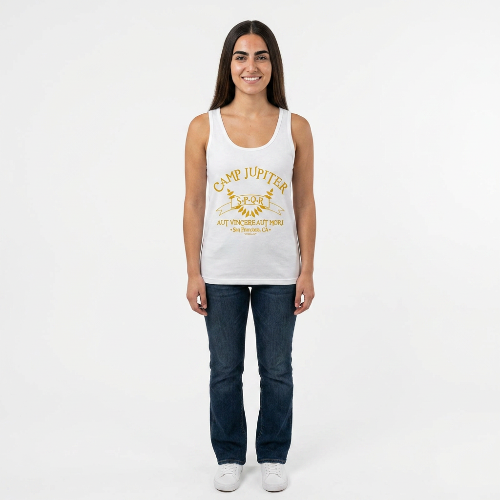 Camp Jupiter – SPQR Banner – Gold Women's Tank Top by TOOLOUD