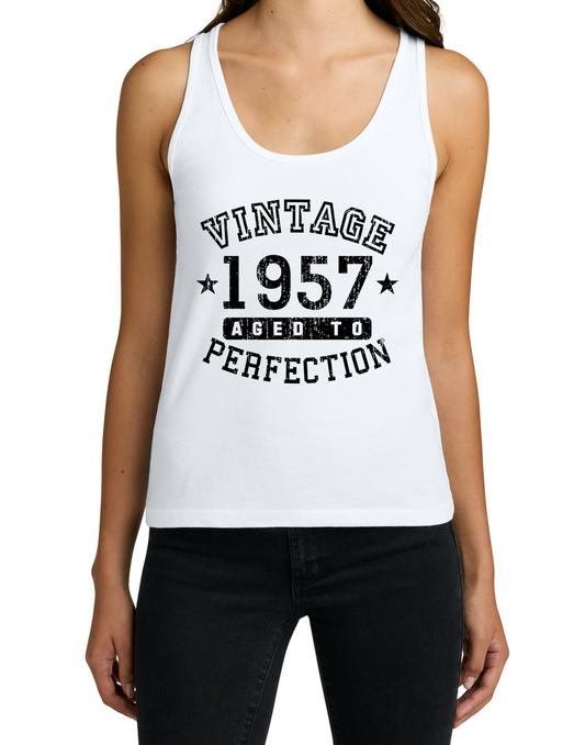 1957 – Vintage Birth Year Women's Cotton Tank Top by TOOLOUD