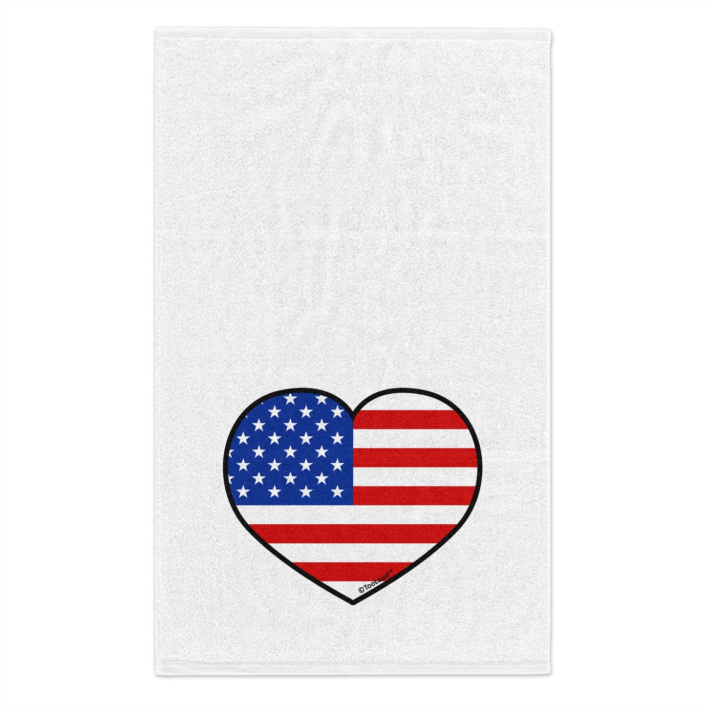 American Flag Heart Design 11" x 18" Dish Fingertip Towel by TOOLOUD