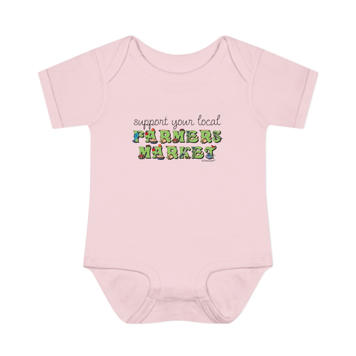 Support Your Local Farmers Market – Color Baby Romper Bodysuit by TOOLOUD