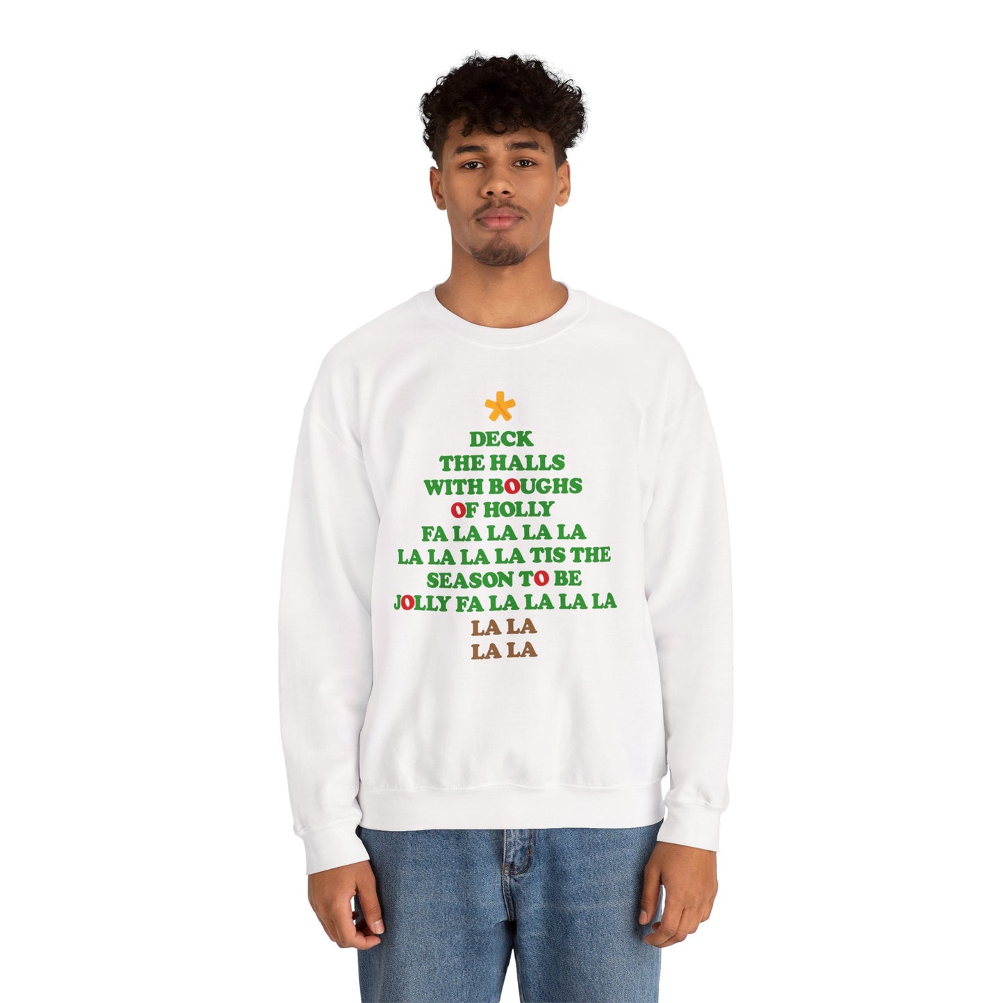 Deck the Halls Lyrics Christmas Tree Adult Sweatshirt by TOOLOUD