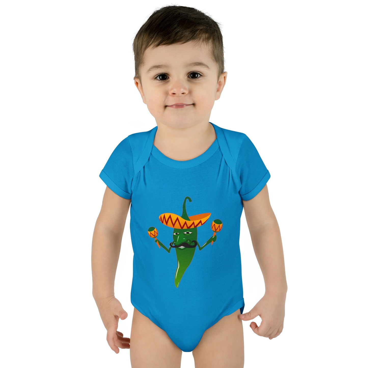 Green Hot Mexican Chili Pepper Cute Infant One-Piece Baby Bodysuit by TOOLOUD