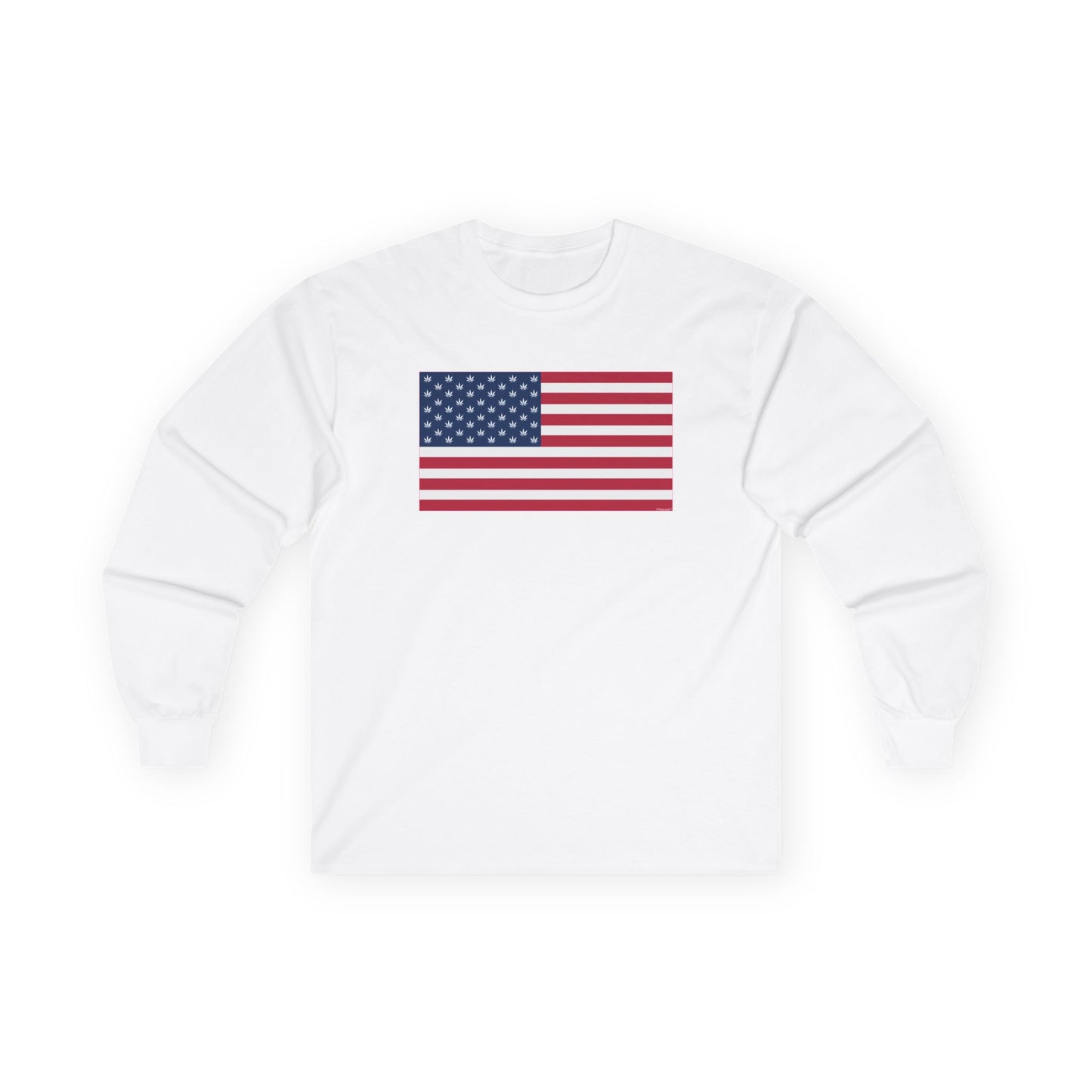 American Flag – Marijuana Leaf Adult Long Sleeve T-Shirt by TOOLOUD