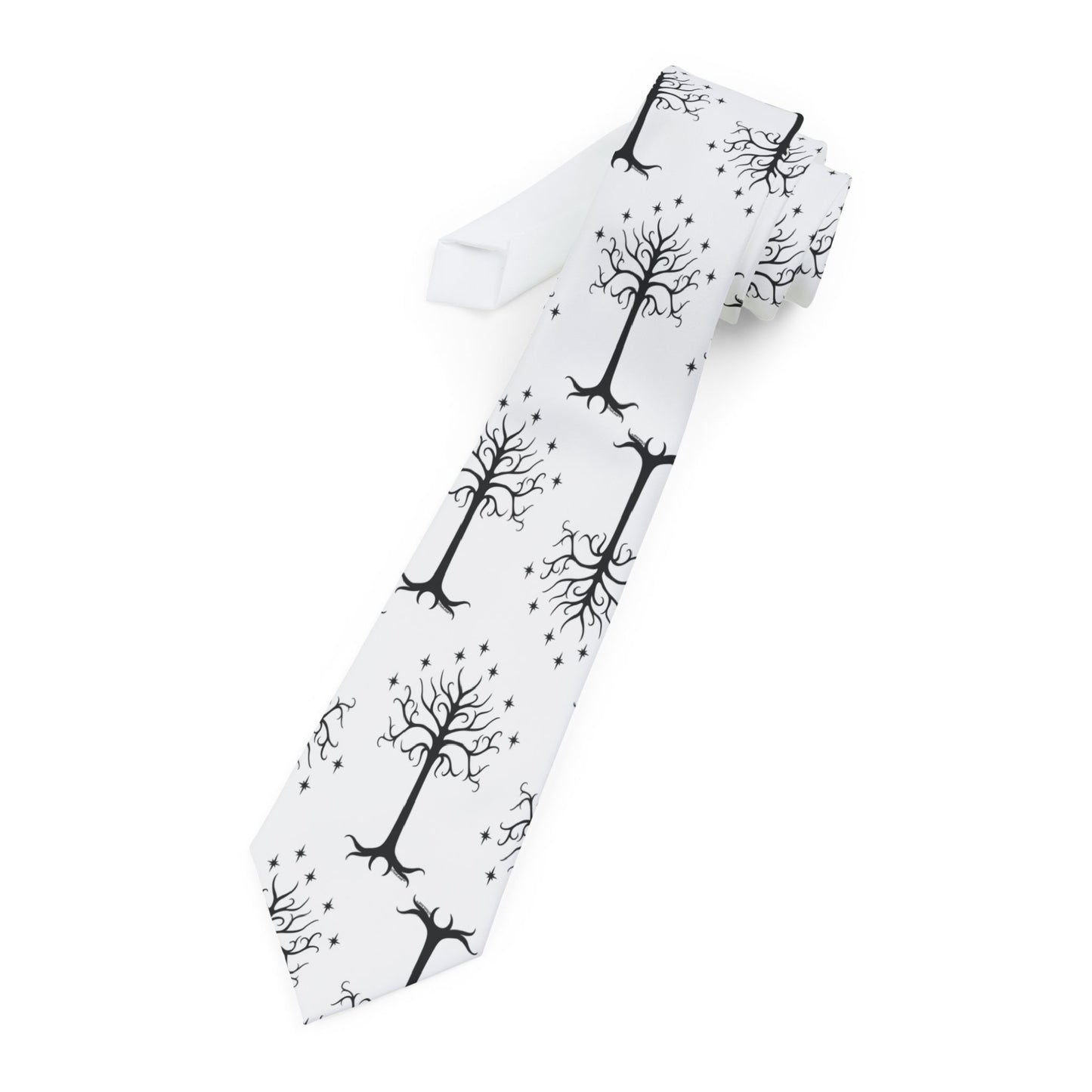 The Royal White Tree Printed AOP White Necktie by TOOLOUD