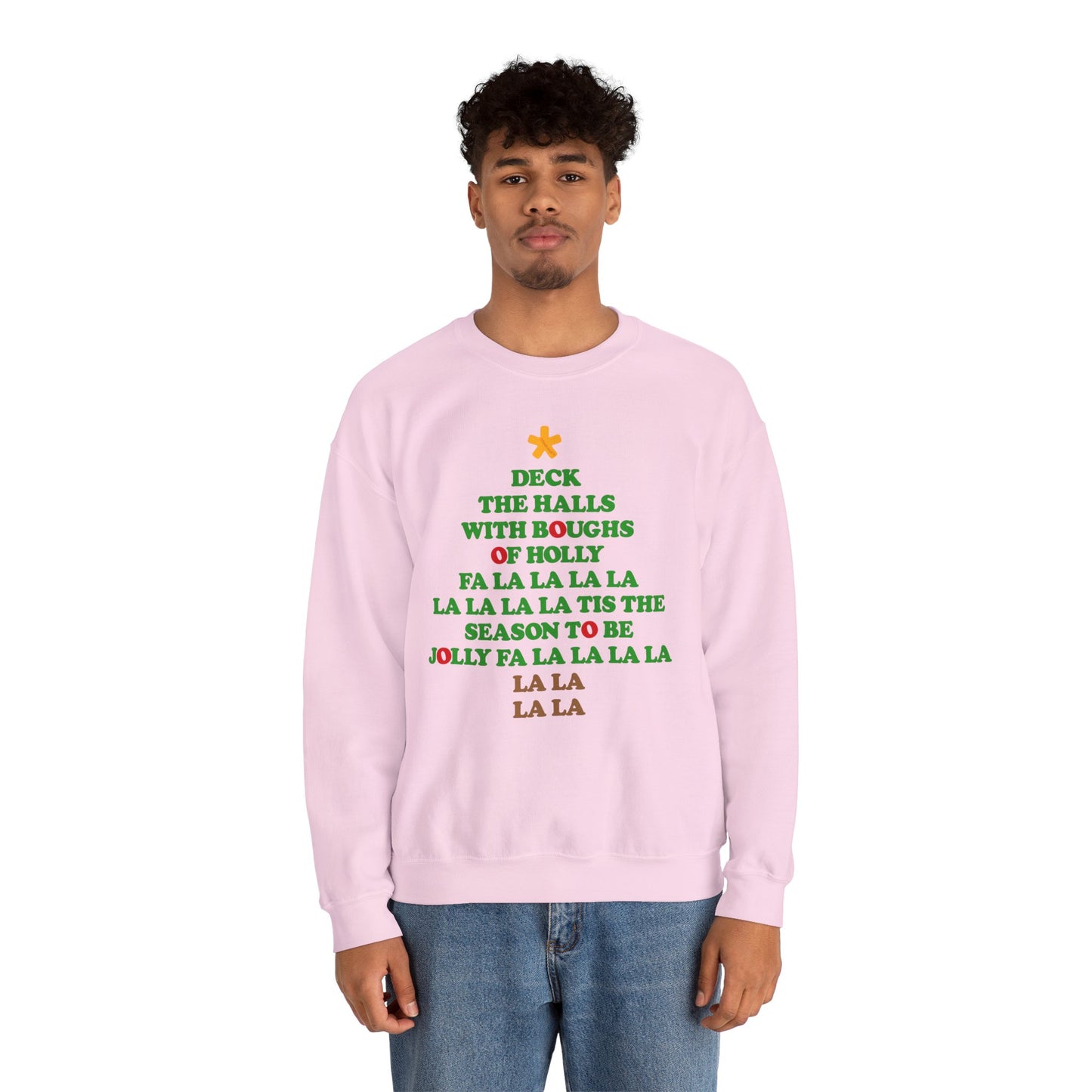 Deck the Halls Lyrics Christmas Tree Adult Sweatshirt by TOOLOUD