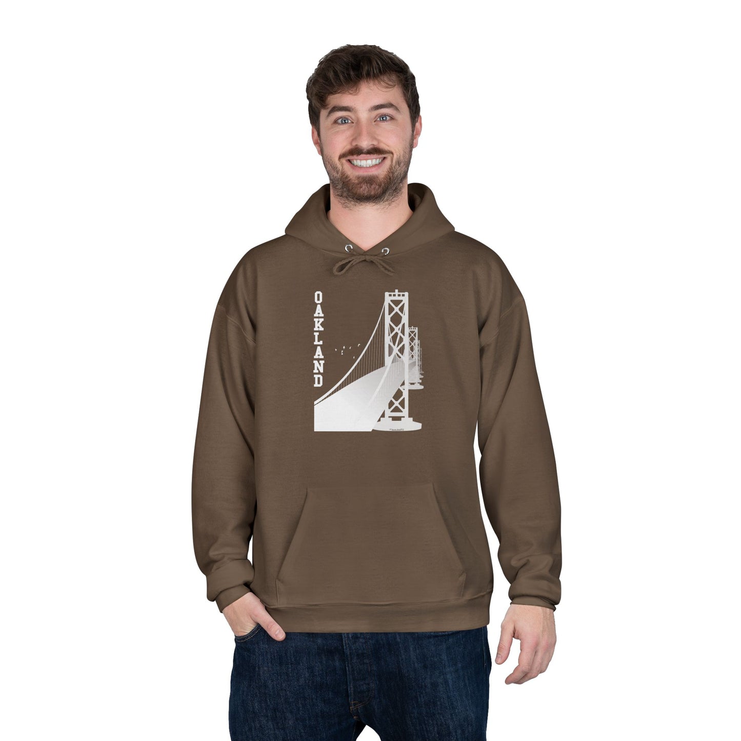 Oakland Text Bay Bridge Dark Pullover Hoodie Sweatshirt by TOOLOUD