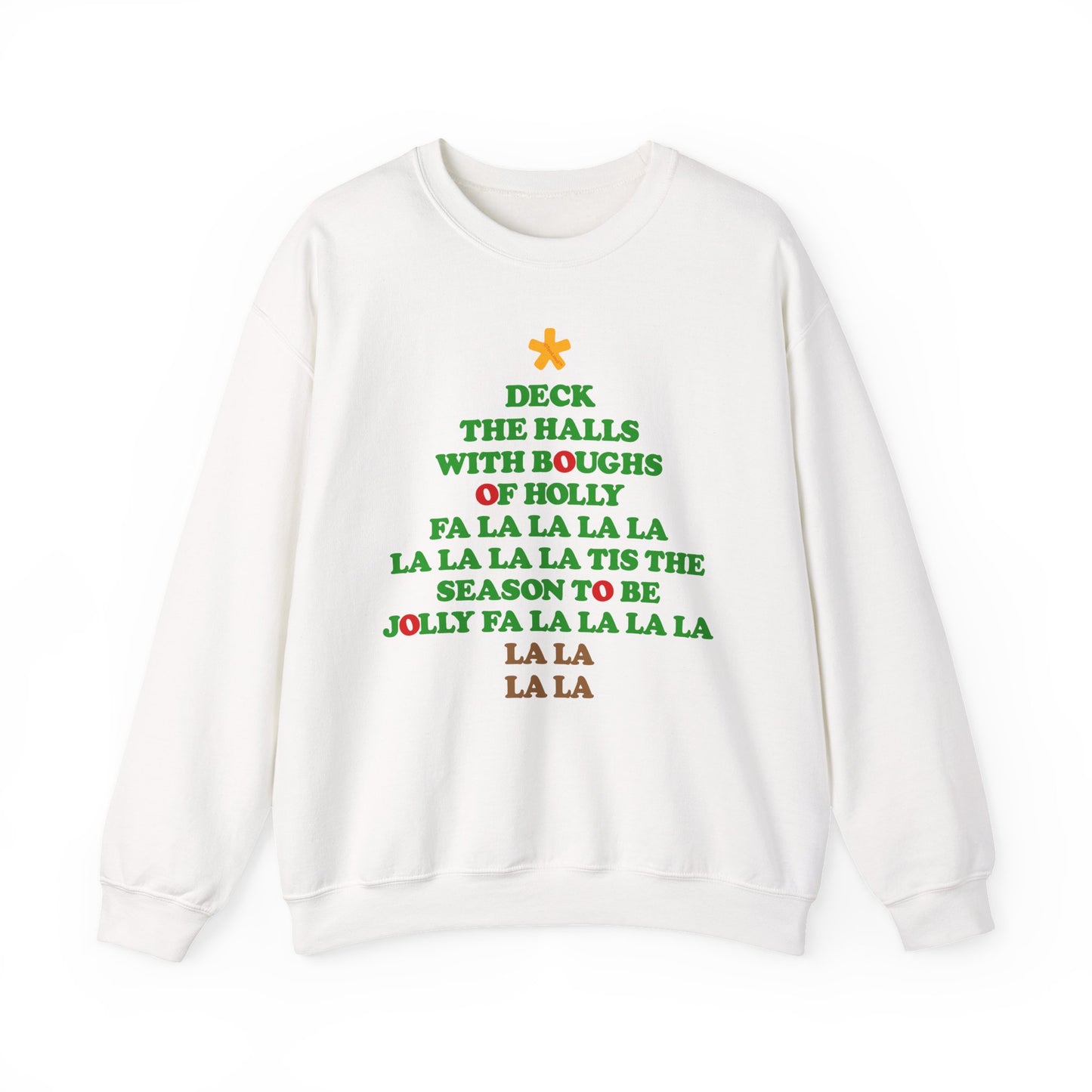 Deck the Halls Lyrics Christmas Tree Adult Sweatshirt by TOOLOUD