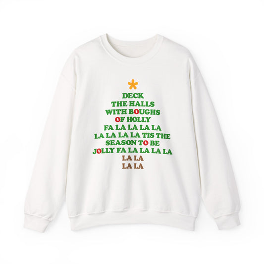Deck the Halls Lyrics Christmas Tree Adult Sweatshirt by TOOLOUD