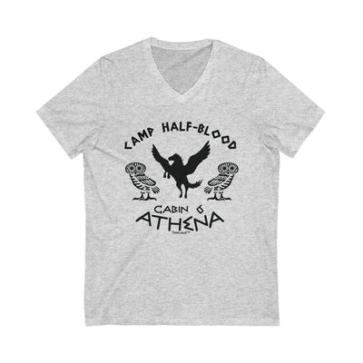 TooLoud Camp Half Blood Cabin 6 Athena Adult Unisex V-Neck T-Shirt