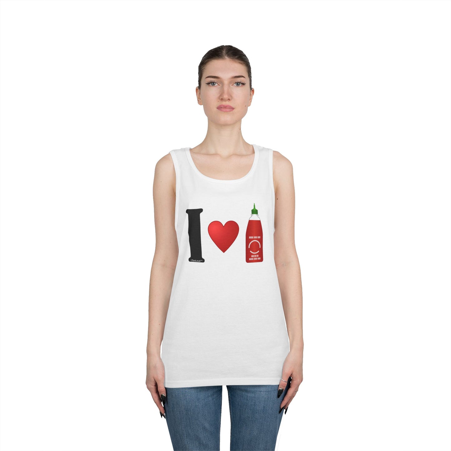 I Heart Sriracha Design Adult Tank Top by TOOLOUD