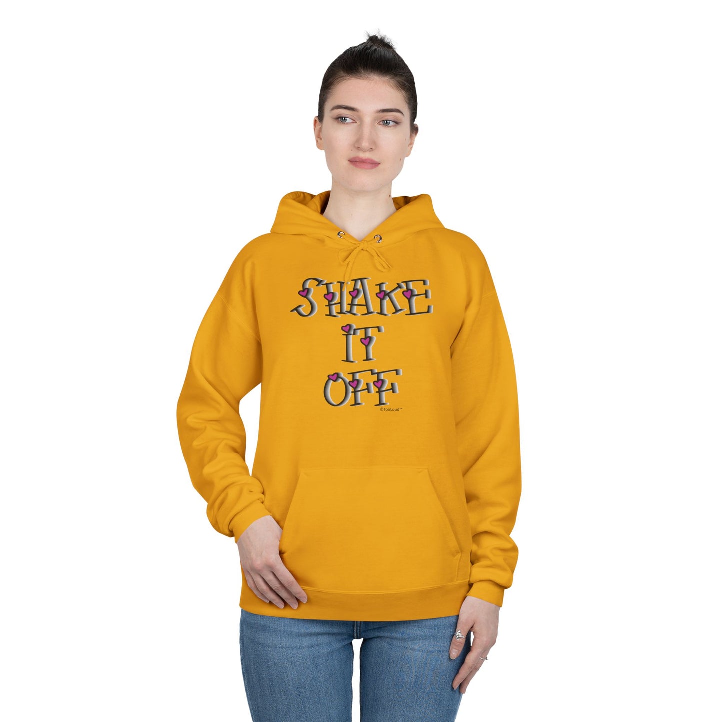 Shake It Off Text Cute with Hearts Hoodie Sweatshirt by TOOLOUD