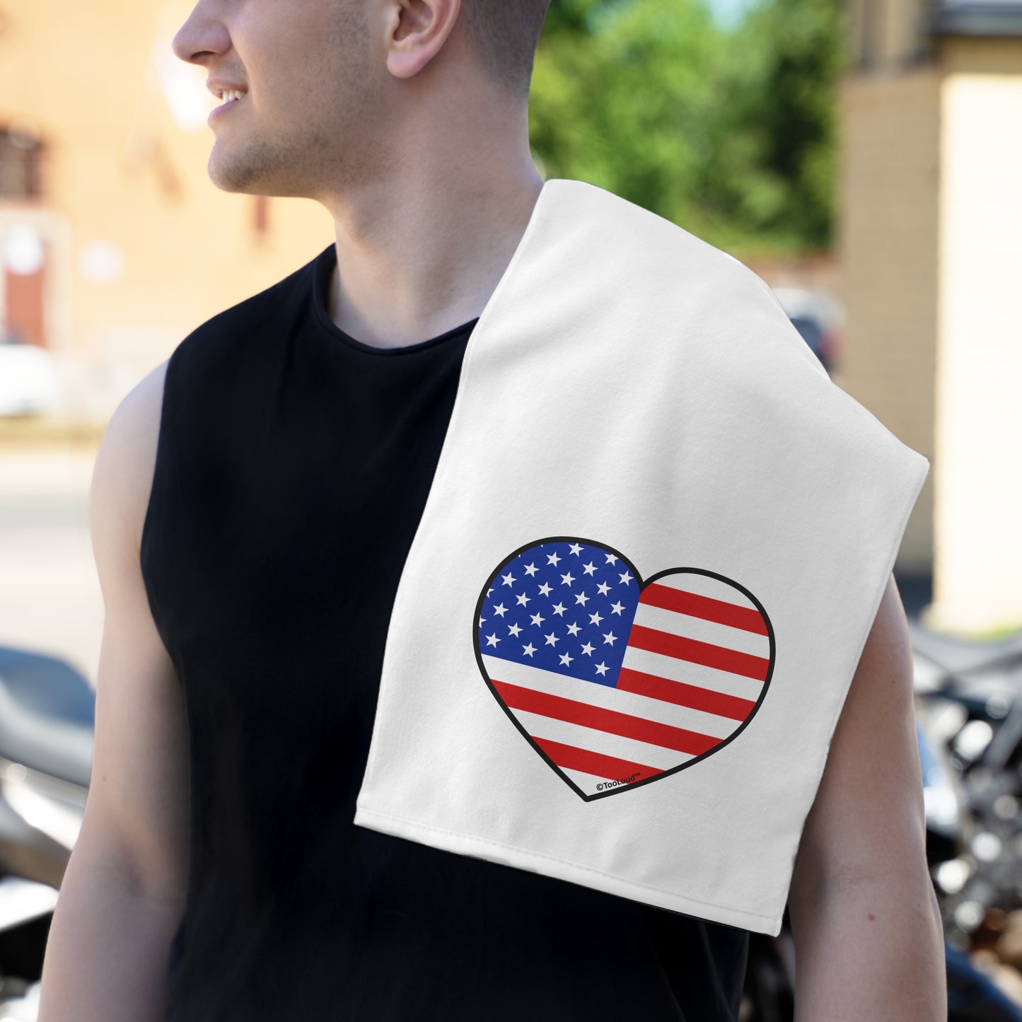 American Flag Heart Design 11" x 18" Dish Fingertip Towel by TOOLOUD